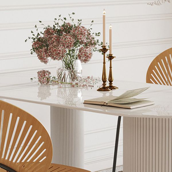 Minimalist White Dining Table Set 1/4/5/7 Pieces Home Table and Chairs