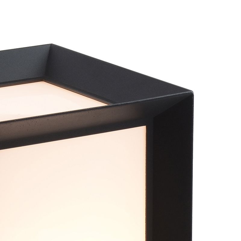 Rectangular Shape Metal Pillar Lamp Modern Style 1 Light Waterproof Outdoor Light in Black