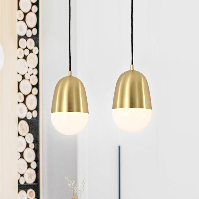 Metal Pill Hanging Lamp Minimalism 1 Bulb Brass Pendant Ceiling Light for Bedroom