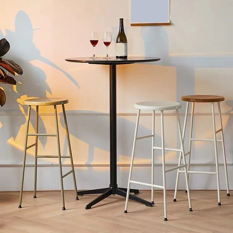 Modern Armless Backless Counter Stool Iron Bar Stool with Seat and Pedal for Cafe