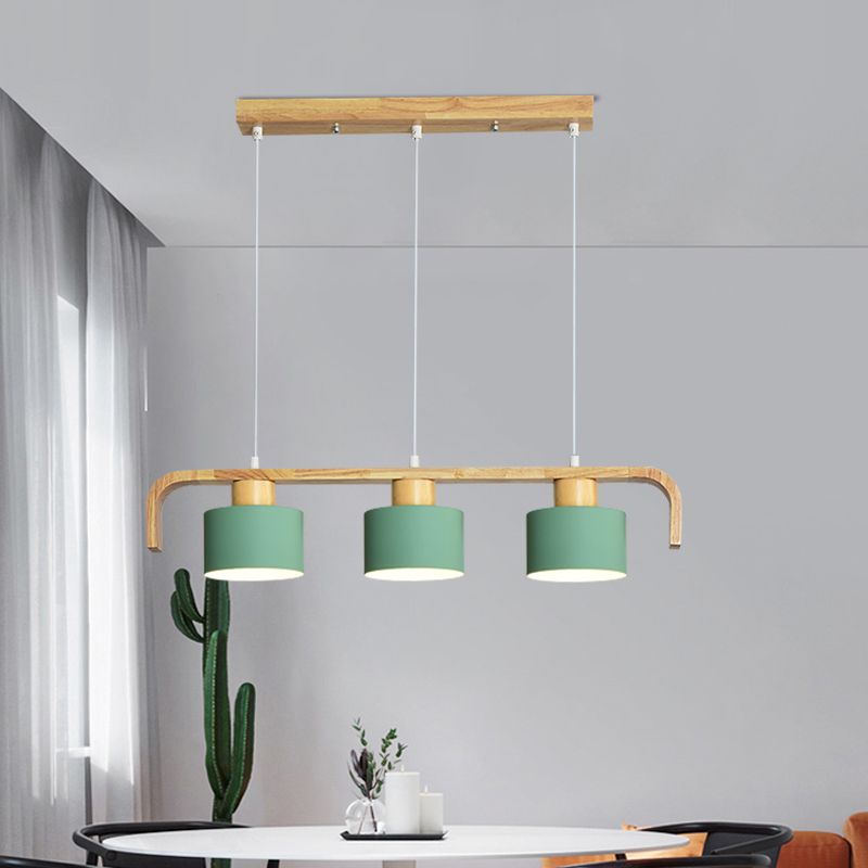 Metal Drum Shade Island Light 3/4 Heads Nordic Simple Chandelier Light for Dining Room Kitchen