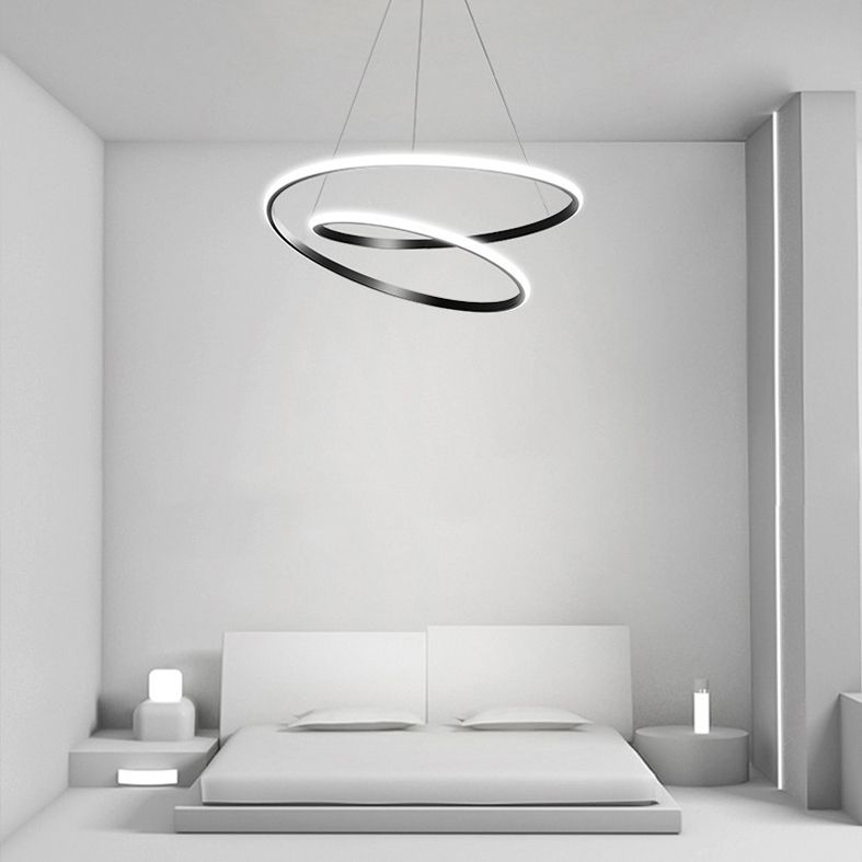 24" Wide Modern Chandelier LED Hanging Ceiling Lights for Living Room Dining Room