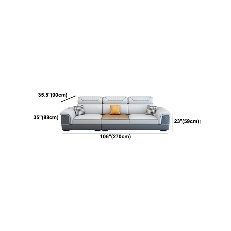 Contemporary Faux Leather Loose Back Sofa with Pillow Top Arm