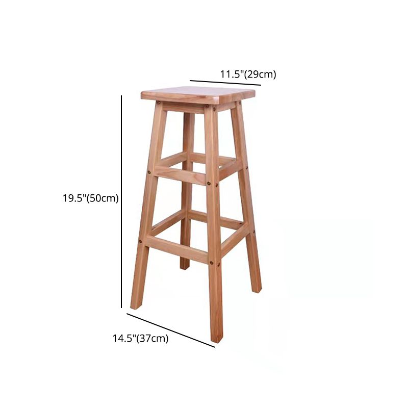 Modern Armless Backless Counter Stool Wood Bar Stool with Footrest