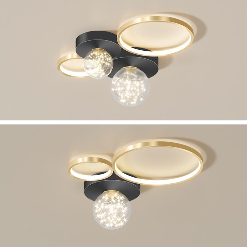 Verrouillé à l'anneau "Mount Light" Nordic Clear Glass Black-Gold Starry Ceiling Fixture for Living Room