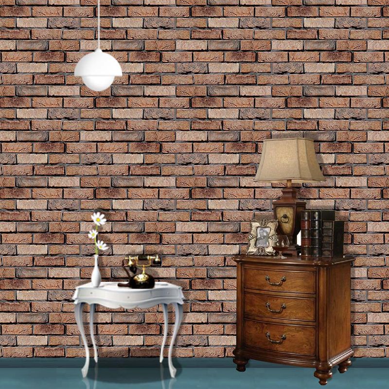 Brown Brick Self Adhesive Wallpaper Construction Rustic Removable Wall Art for Kitchen