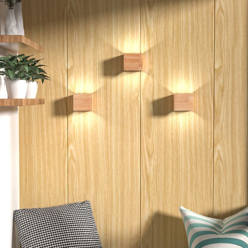 Geometric Wall Light Fixture Minimalist Style Wood Wall Lamp