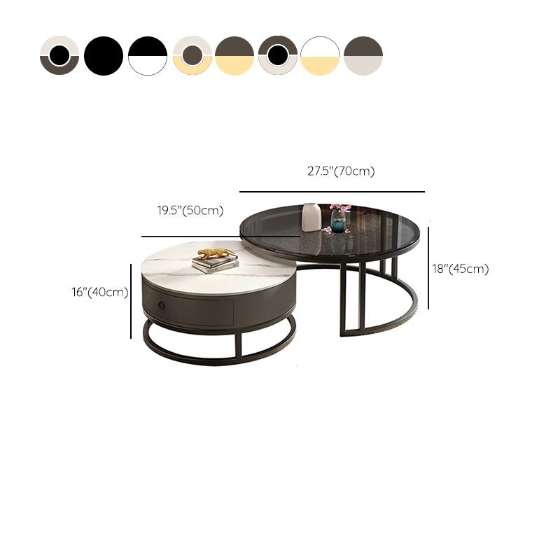 Modern Glass Coffee Cocktail Table Round Nesting Coffee Table Set