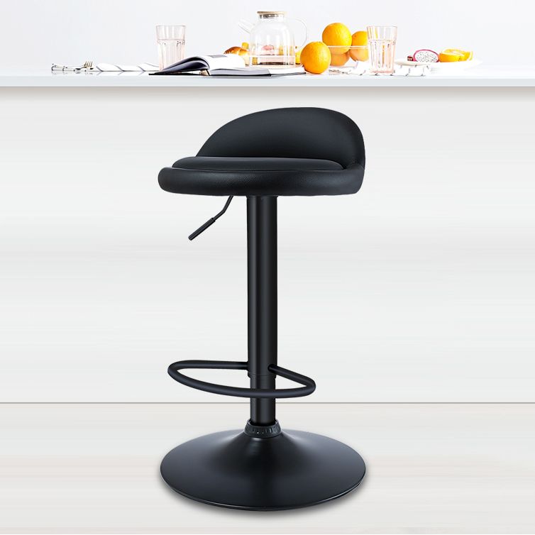 Black Modern Metal Bar Stool Adjustable Footrest Low Back Indoor Stool