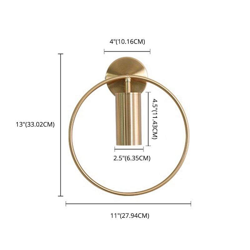 Minimalism Round Line Wall Mount Light 13" Height Postmodern Style Metal Bedside Lamp for Bedroom