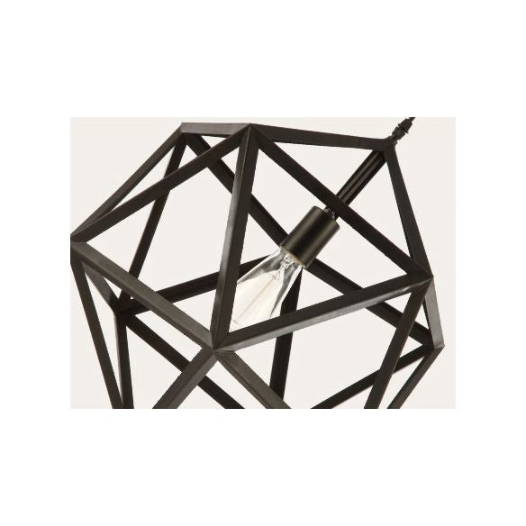 Hexahedron Wrought Iron Cage Hanging Light Vintage Industrial Style Lighting Fixture with 31.5" Adjustable Suspended Chain