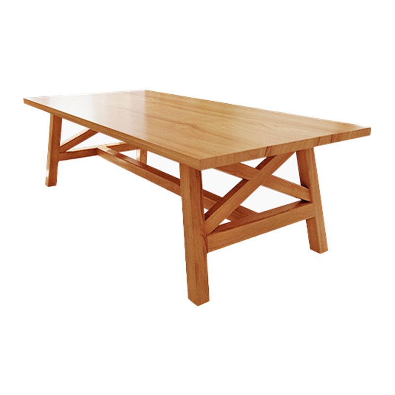 Modern Style Dining Table Solid Wood Rectangle Trestle Table for Home