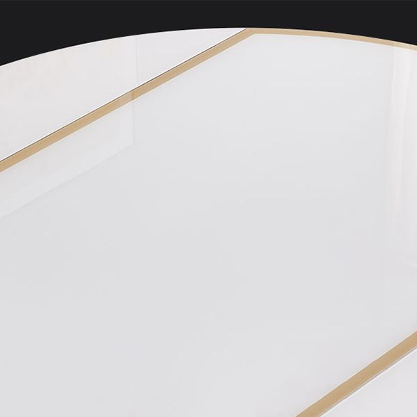 Contemporary White Round Glass Top Dining Table with Double Drop Leaf