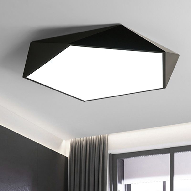 LED Bedroom Flush Mount Lighting Minimalist Style Flush Mount Light Fixture with Geometric Metal Shade