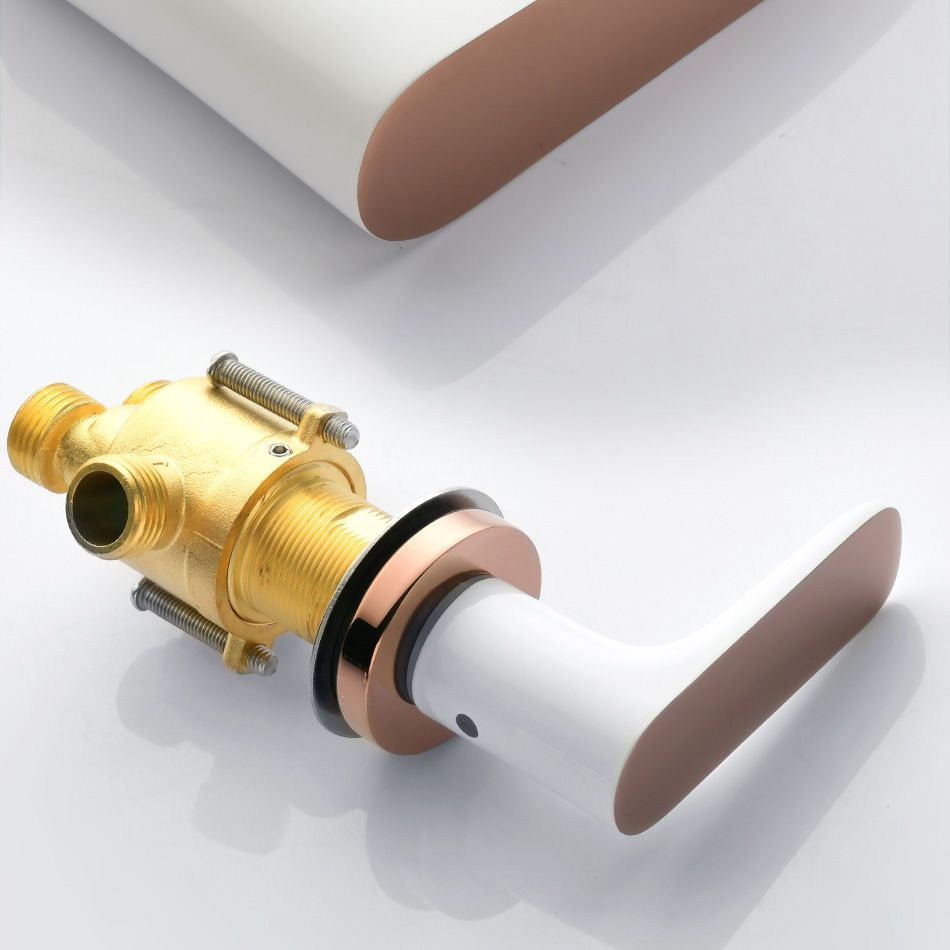 Modern Bathroom Faucet Black and White Copper Deck Mounted Tub Faucet