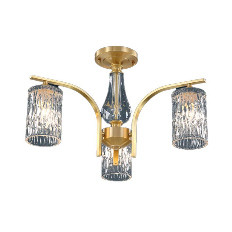 Light Luxury Crystal Ceiling Lamp Cylinder Shape Ceiling Light for Bedroom