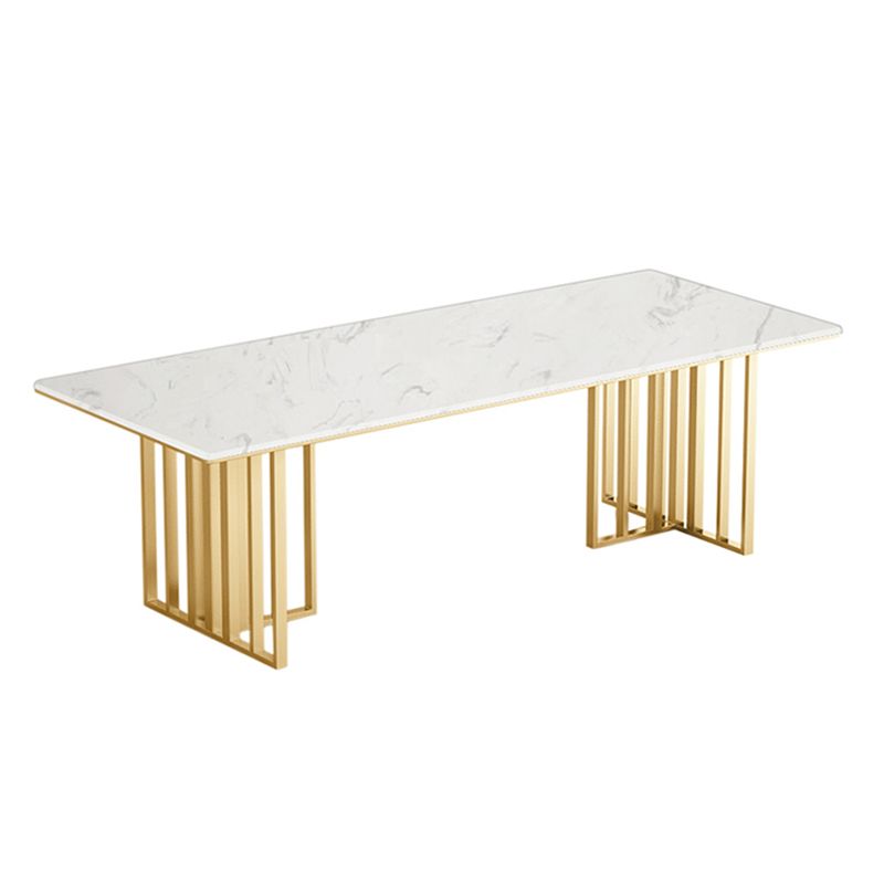 Metal Traditional Luxury Rectangle Table Sintered Stone Indoor Table for Kitchen and Dining Room