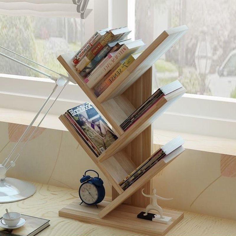 Closed Back Contemporary Style Bookshelf Wood Bookcase for Home