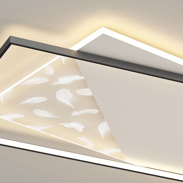 Square Feather LED Semi Flush Mount in Modern Concise Style Acrylic Ceiling Light for Bedroom