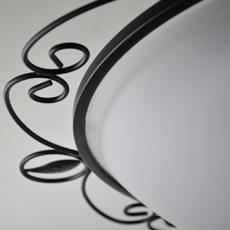 Black Dome Flush Mount Traditional Opal Glass 3 Heads Living Room Flushmount Ceiling Light with Swirled Decor