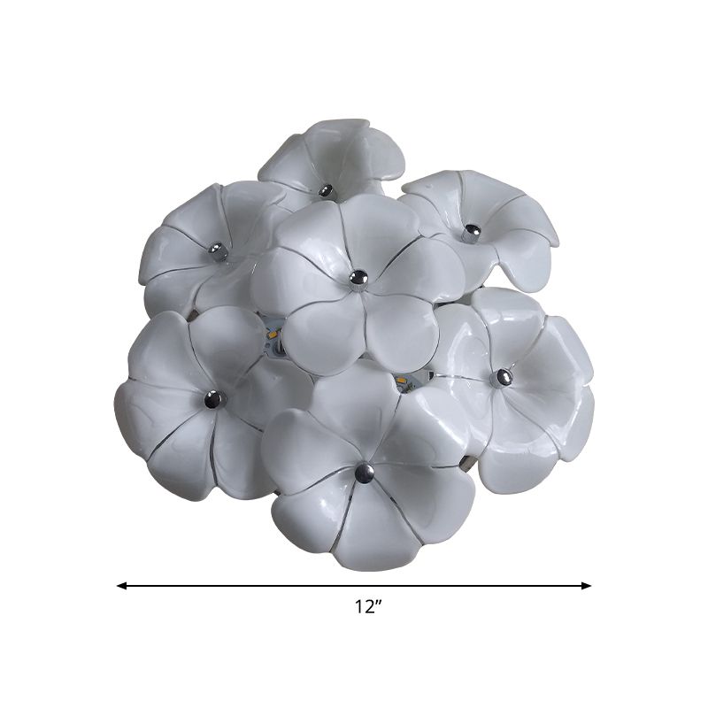 Plafonnier en forme de fleur pour chambre à coucher adulte, une tête en métal, magnifique luminaire blanc encastré