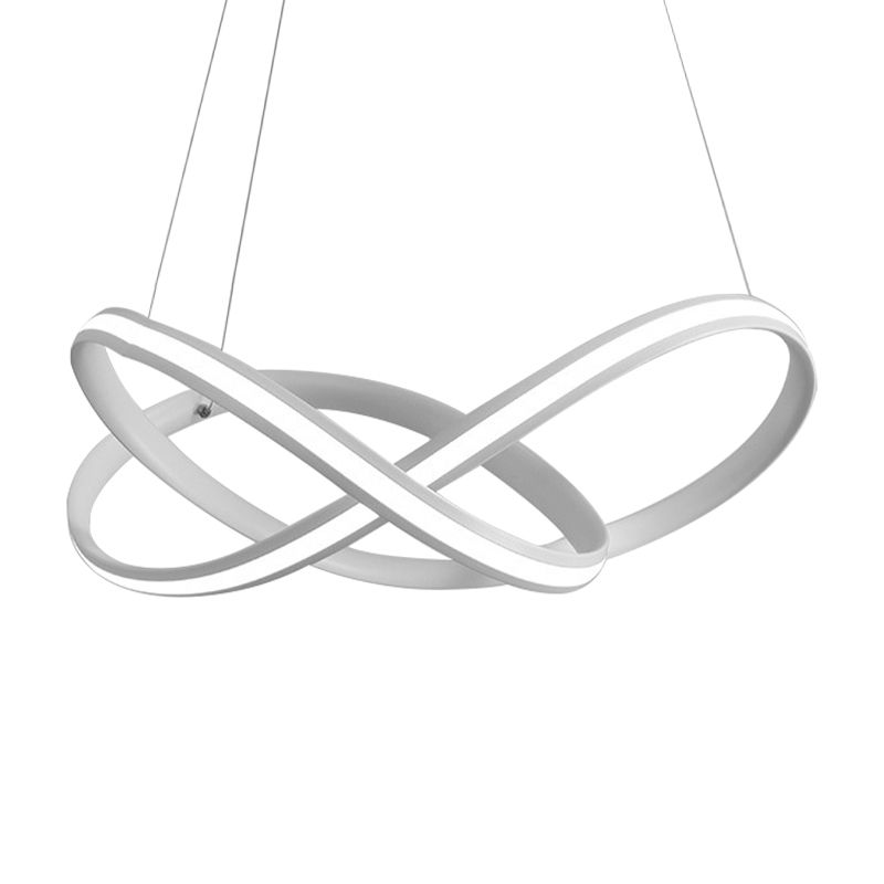 19.5"/27.5" Wide Black/White/Brown Bent Ceiling Light Fixture Simple LED Acrylic Chandelier Pendant in Warm/White Light