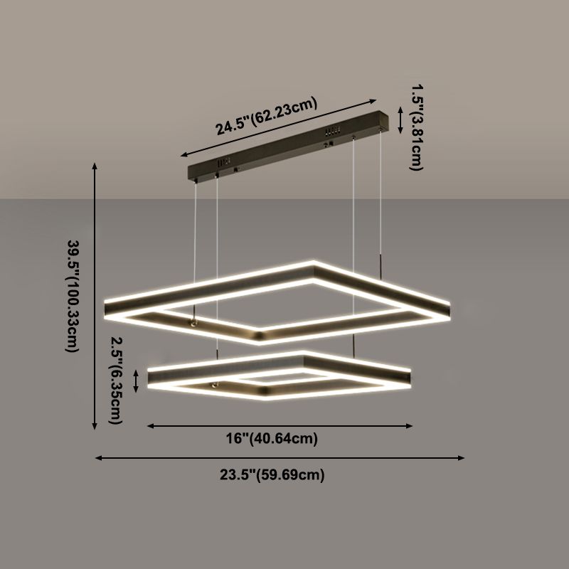 Modern Square Chandelier Light Fixtures Multi-Tier Hanging Pendant Lamps for Living Room