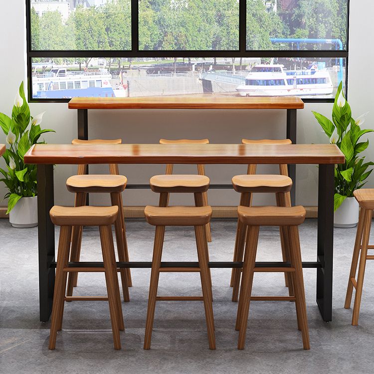 Rectangle Wood Bar Dining Table Contemporary Bar Table with Trestle Base