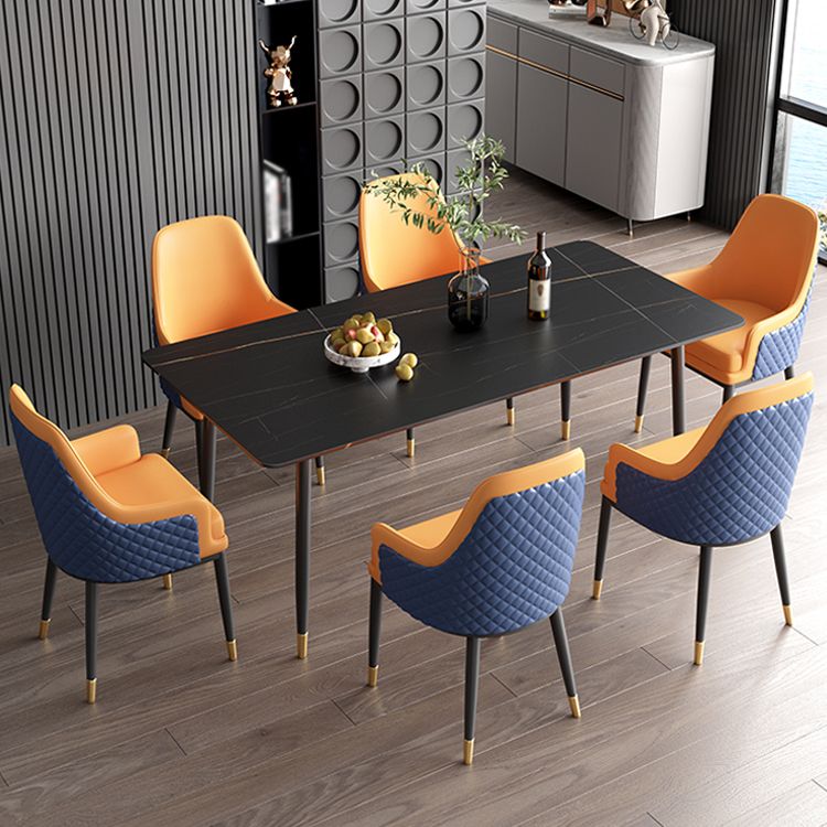 Nordic 1/2/5/7 Pieces Dining Set Sintered Stone Dining Table with Leather Chairs