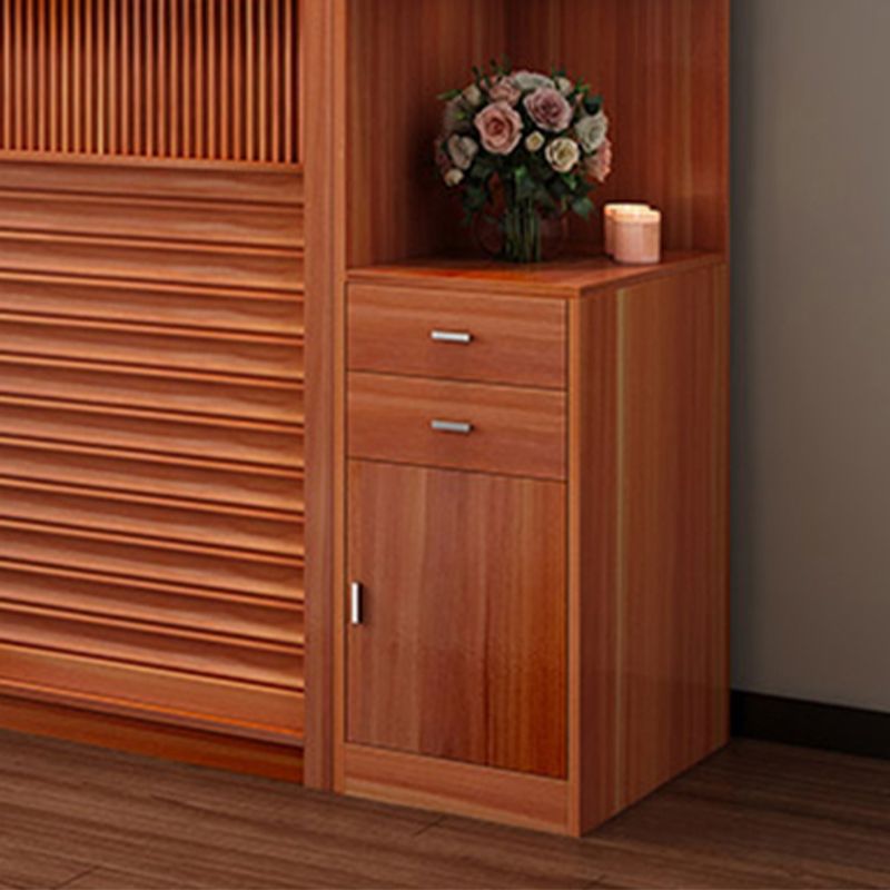 Brown Engineered Wood Wardrobe with Sliding Doors Modern Cabinet for Bedroom