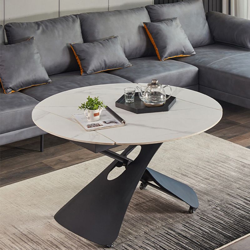 Glam Adjustable Height Coffee Table Slate Cross Legs Cocktail Table