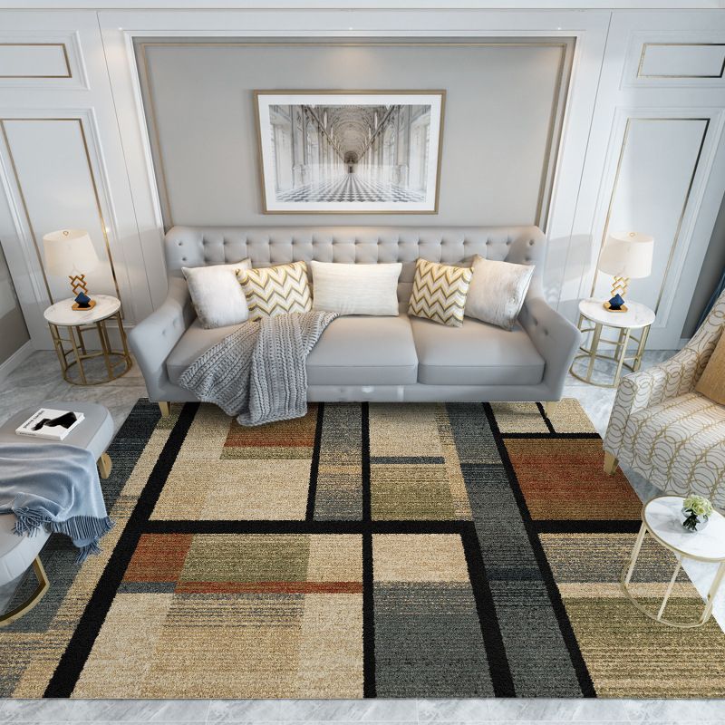 Dark Gray Modern Rug Polyester Graphic Rug Non-Slip Backing Rug for Home Decor