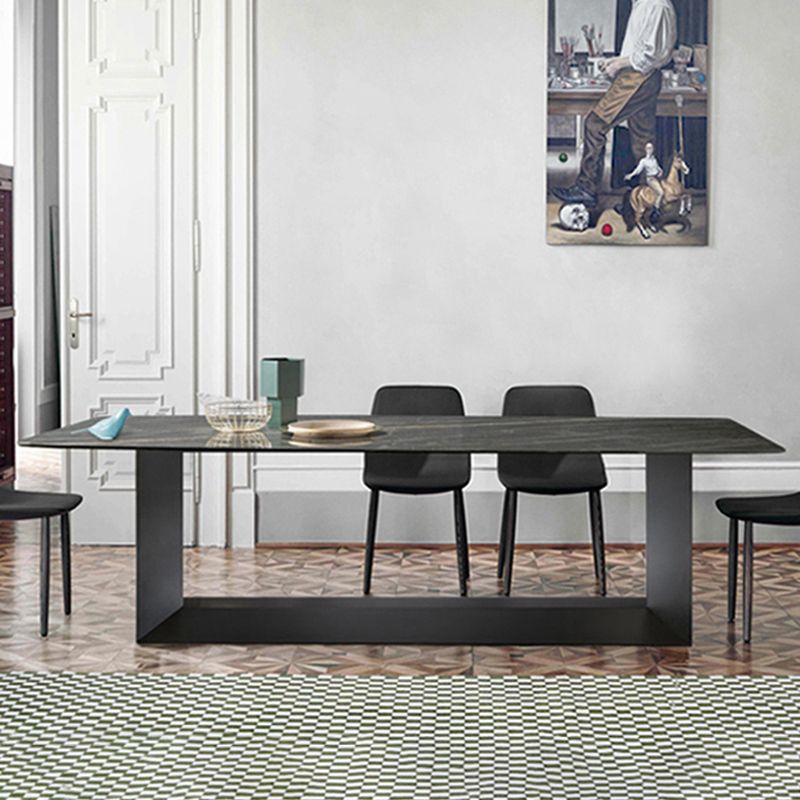 Metal Traditional Luxury Rectangle Table Sintered Stone Dining Table for Home