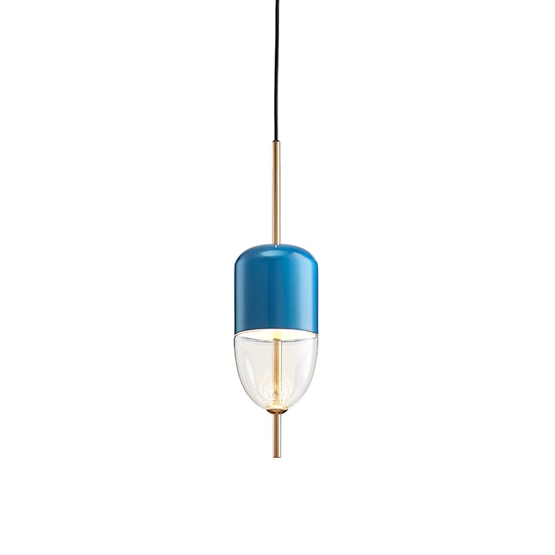 Elipsoidal/cono/Long Cónselo Lucina colgante de vidrio transparente LED Posmodernista Gold/Blue Hanging Light Kit en luz blanca/cálida