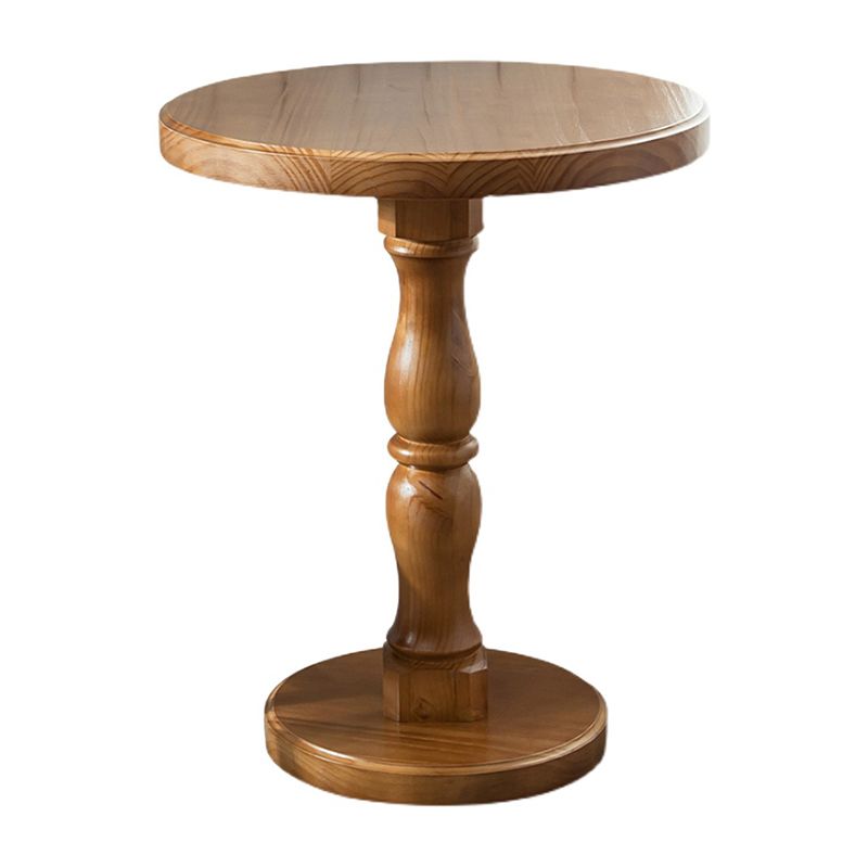 Modern Round Solid Wood Coffee Table 29.5"H Pedestal Cocktail Table