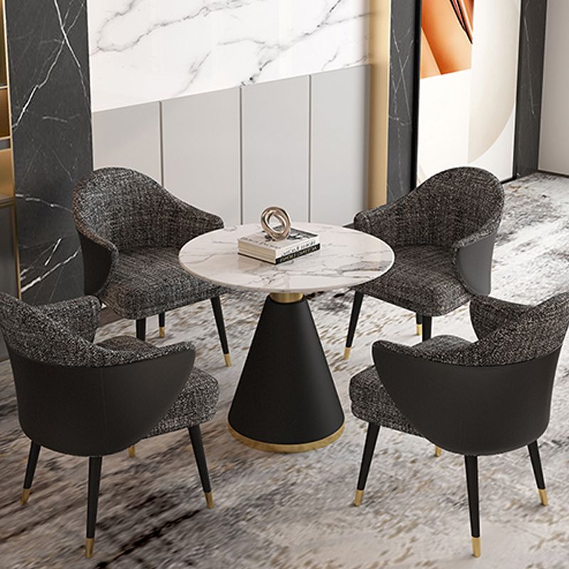 Metal Base Table Glam Style Sintered Stone Dining Table for Home Use