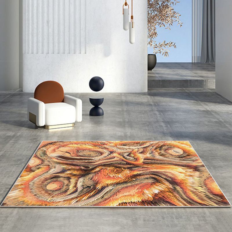 Brown Abstract Pattern Rug Polyester Modern Rug Washable Rug for Living Room