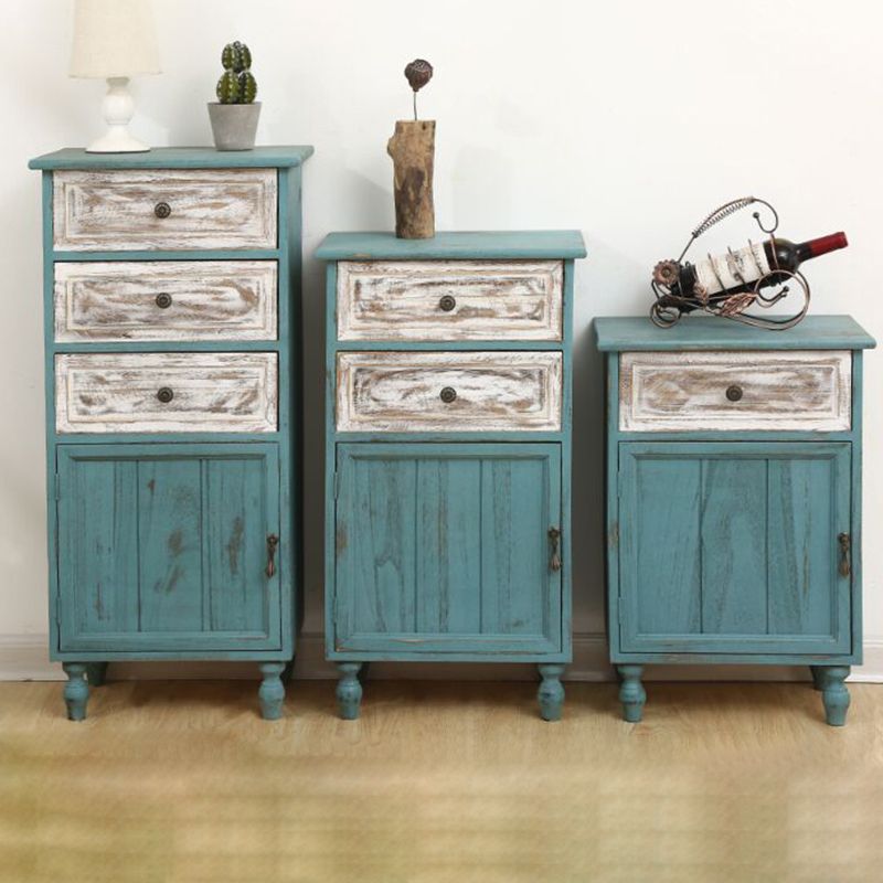 Industrial Turned Legs Accent Cabinet with Door and Drawers Storage Cabinet