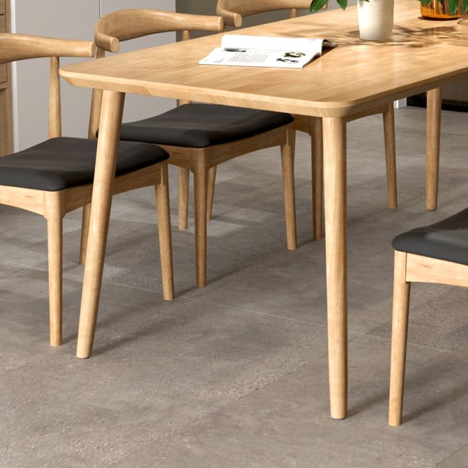 Mesa de comedor contemporánea rectangular de 4 patas, mesa fija de madera maciza, Color madera
