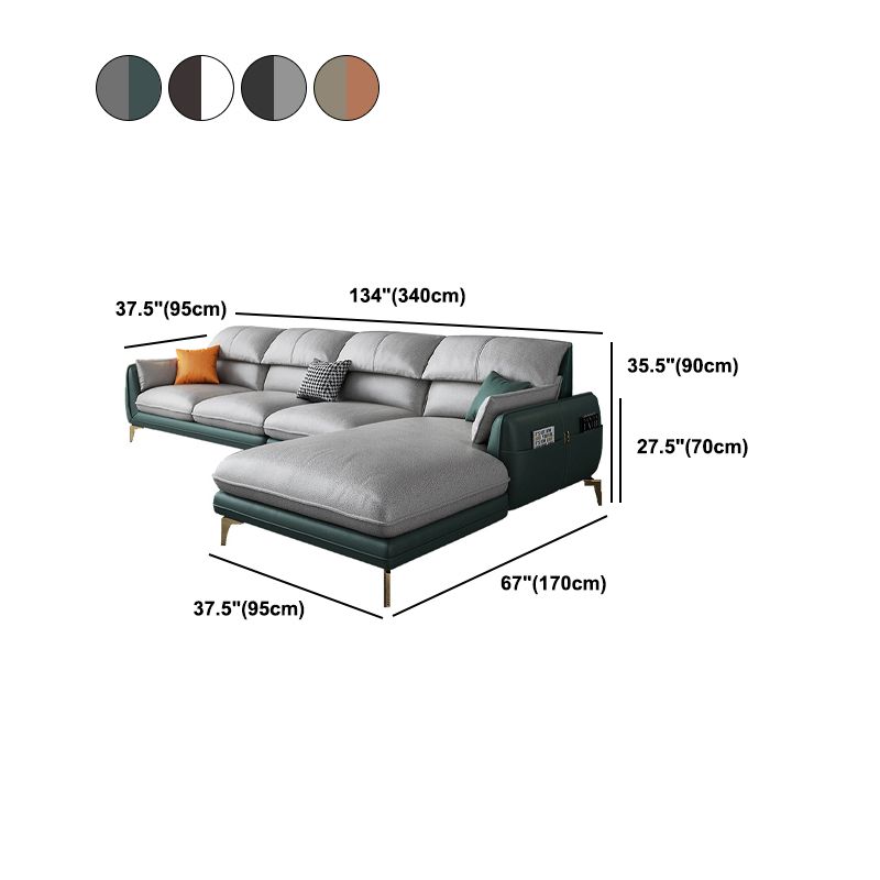Scandinavian Pillow Wop Arm Sectional with Storage for Living Room