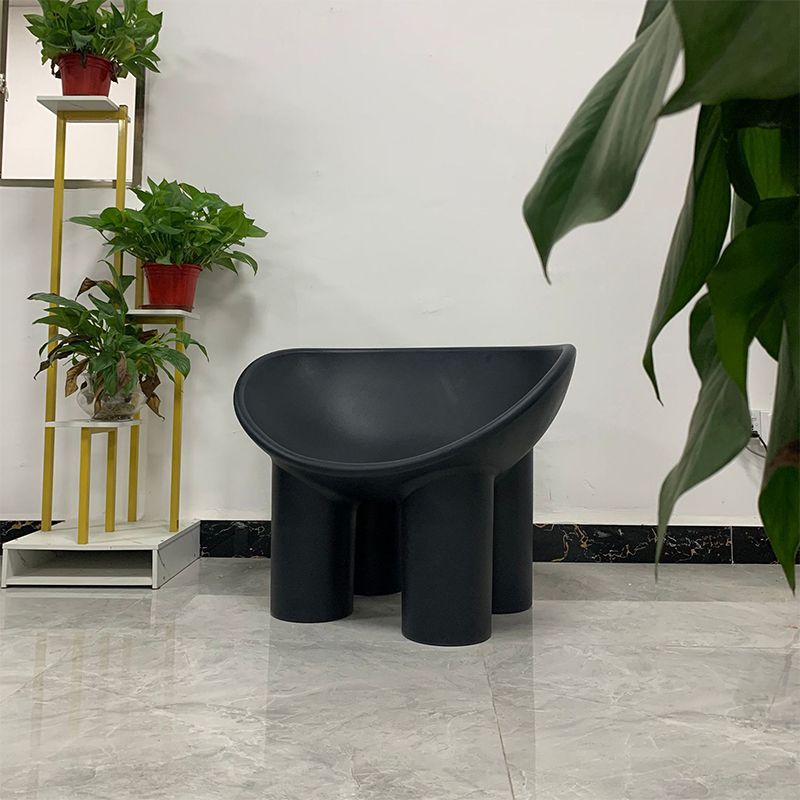 Modern Armless PP Accent Chair Bowl Shape Elephant Legs Papasan Chair