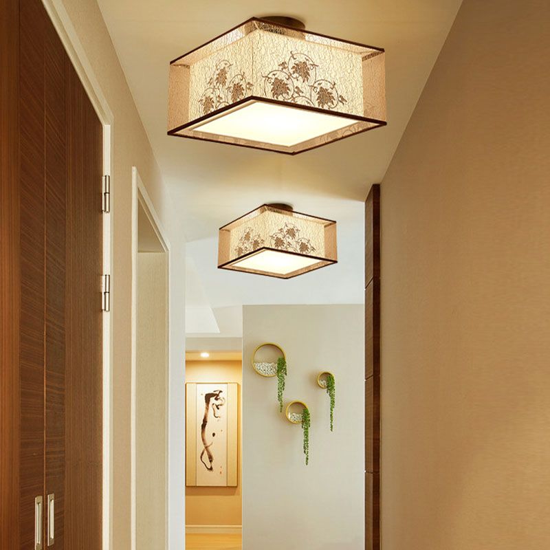 12 Long Fabric Massimale Lampada Cinese Stile Flush Montaggio Lighting Fixtures per Living Room