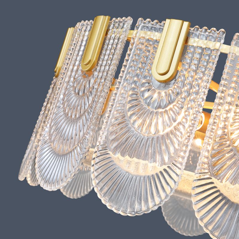 Gold Modern Metal Ceiling Light Geometric Shape Island Lamp with Glass Shade for Bedroom