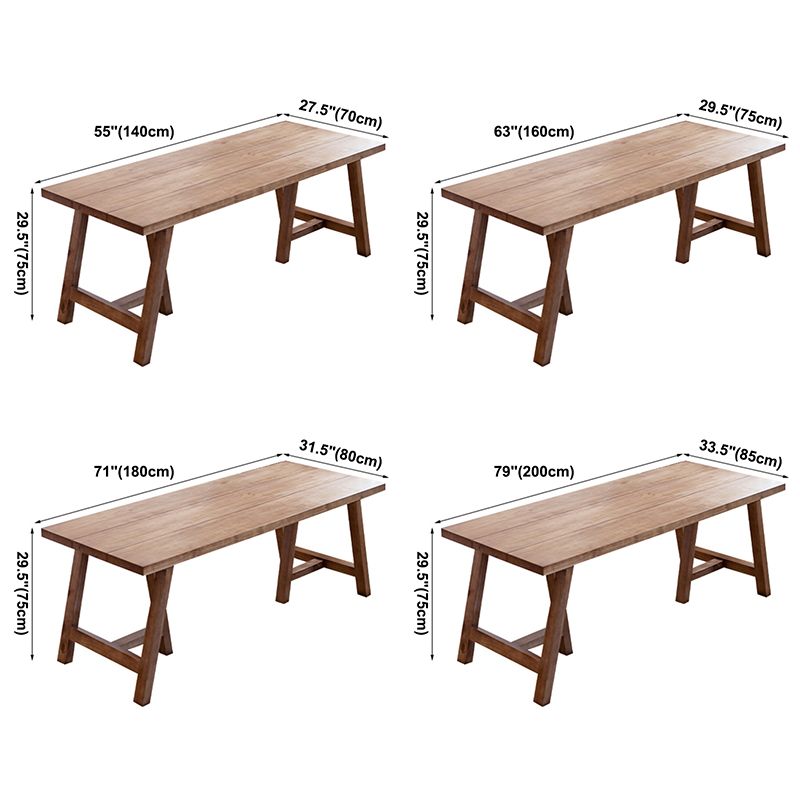 Rectangle Solid Wood Dining Table Modern Pine Table in Nature with Double Pedestal