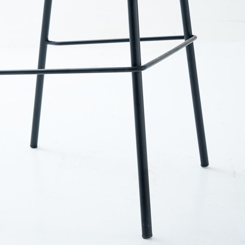Modern Backrest Counter Stool Iron Bar Stool with Leather Cushion for Dining Room