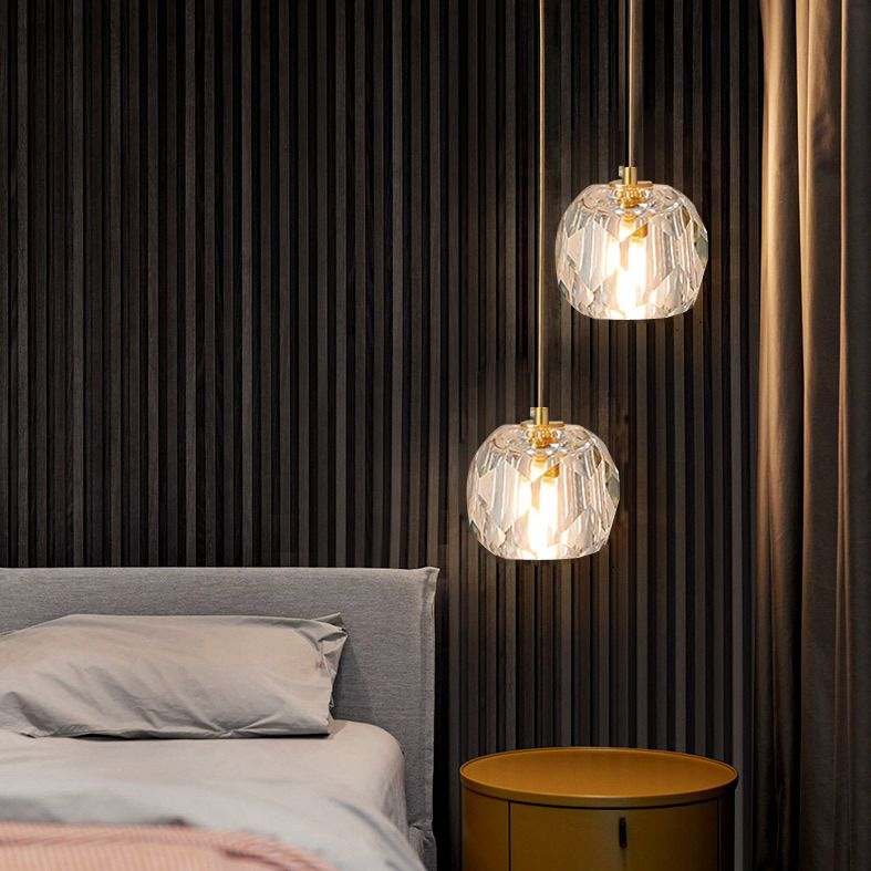 1-Light Crystal Ball Mini Pendant Light 4.3 Inch Wide Modern Simplicity Style Hanging Light with 78.7" Adjustable Suspension Wire