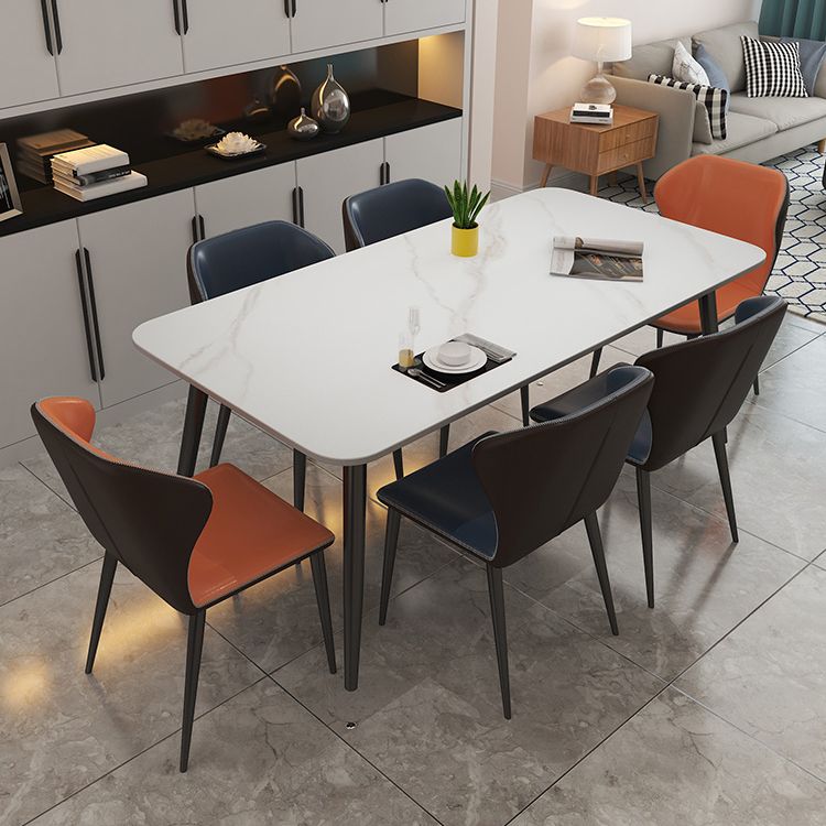 Modern Rectangle Dinette Set 1/2/5/7 Pieces Sintered Stone Top Dining Table Set