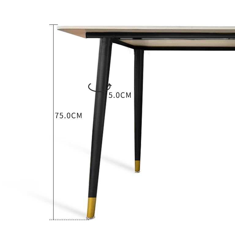 Mesa blanca industrial para restaurante Mesa de comedor rectangular con 4 patas de metal