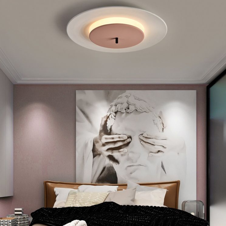 Luminaire de montage de plafond en cercle en métal, lustre de montage de plafond à LED de Style nordique