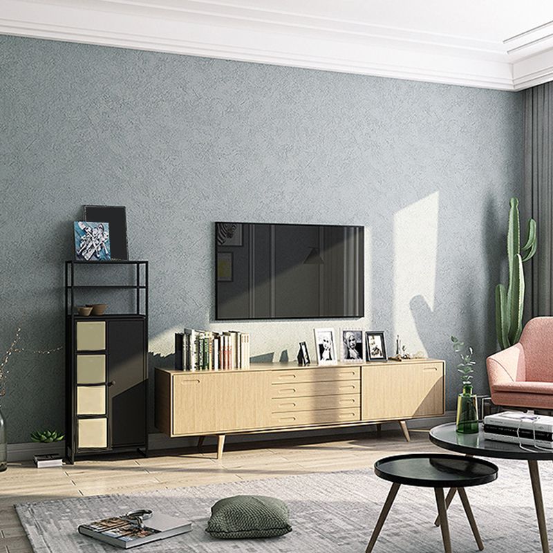 Minimal Plain Pattern Wallpaper Roll PVC Stain Resistant Light Color Wall Covering for Room